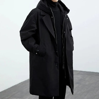 LONG COAT WITH HOOD FOR MEN
