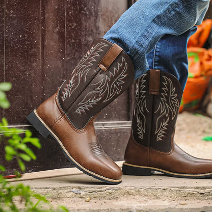 EMBROIDERED MID-CALF BOOTS FOR MEN
