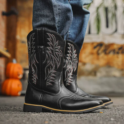 EMBROIDERED MID-CALF BOOTS FOR MEN