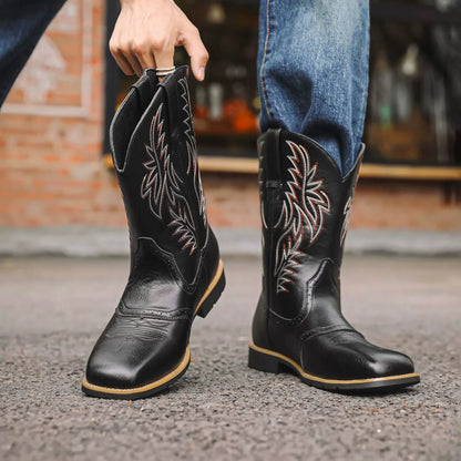 EMBROIDERED MID-CALF BOOTS FOR MEN