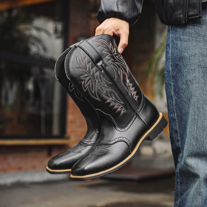 EMBROIDERED MID-CALF BOOTS FOR MEN