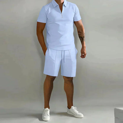 ZIP POLO AND SHORTS SET FOR MEN