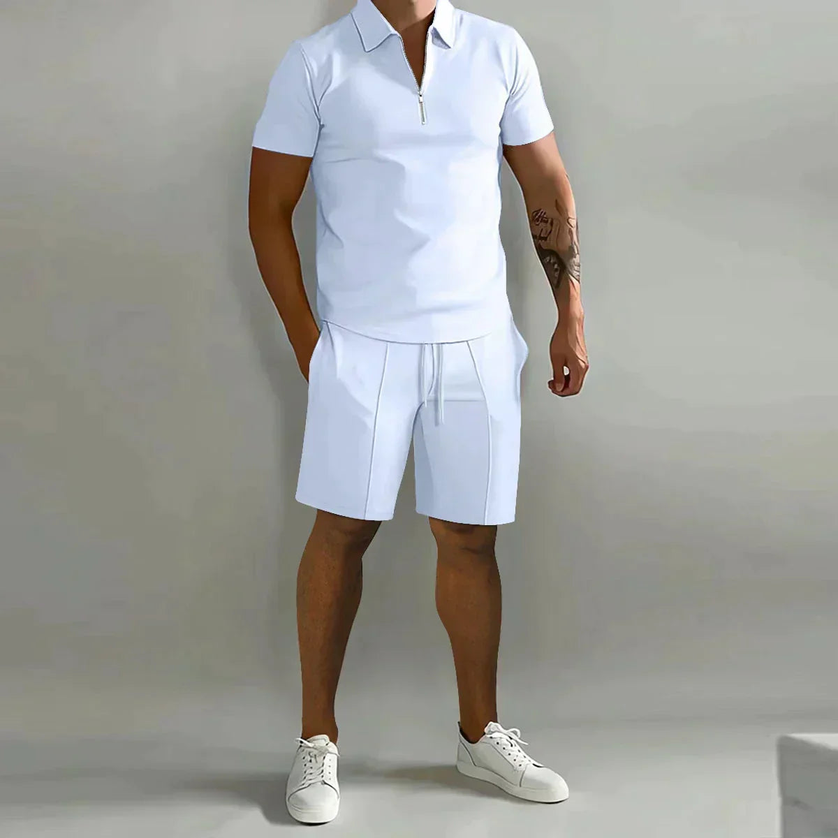 ZIP POLO AND SHORTS SET FOR MEN