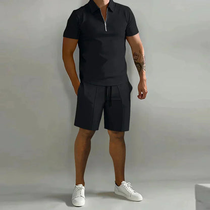 ZIP POLO AND SHORTS SET FOR MEN