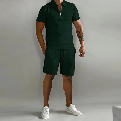 ZIP POLO AND SHORTS SET FOR MEN