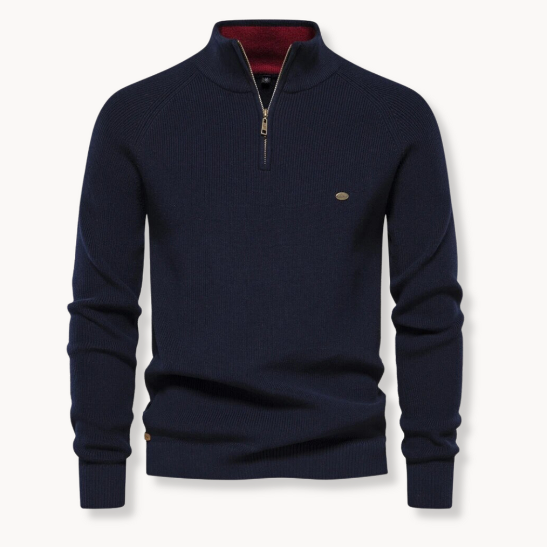 HALF-ZIP RIBBED JUMPER FOR MEN