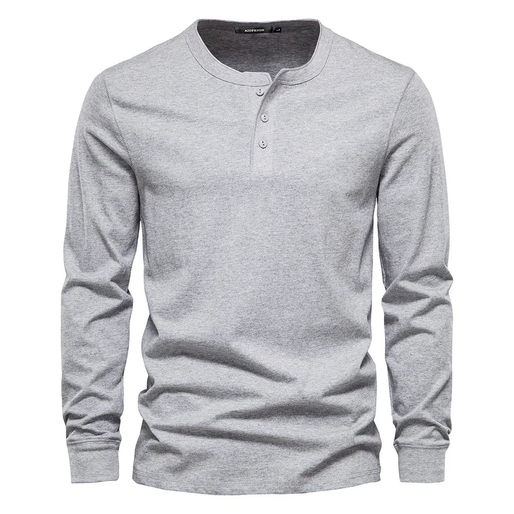 LONG-SLEEVE HENLEY SHIRT FOR MEN