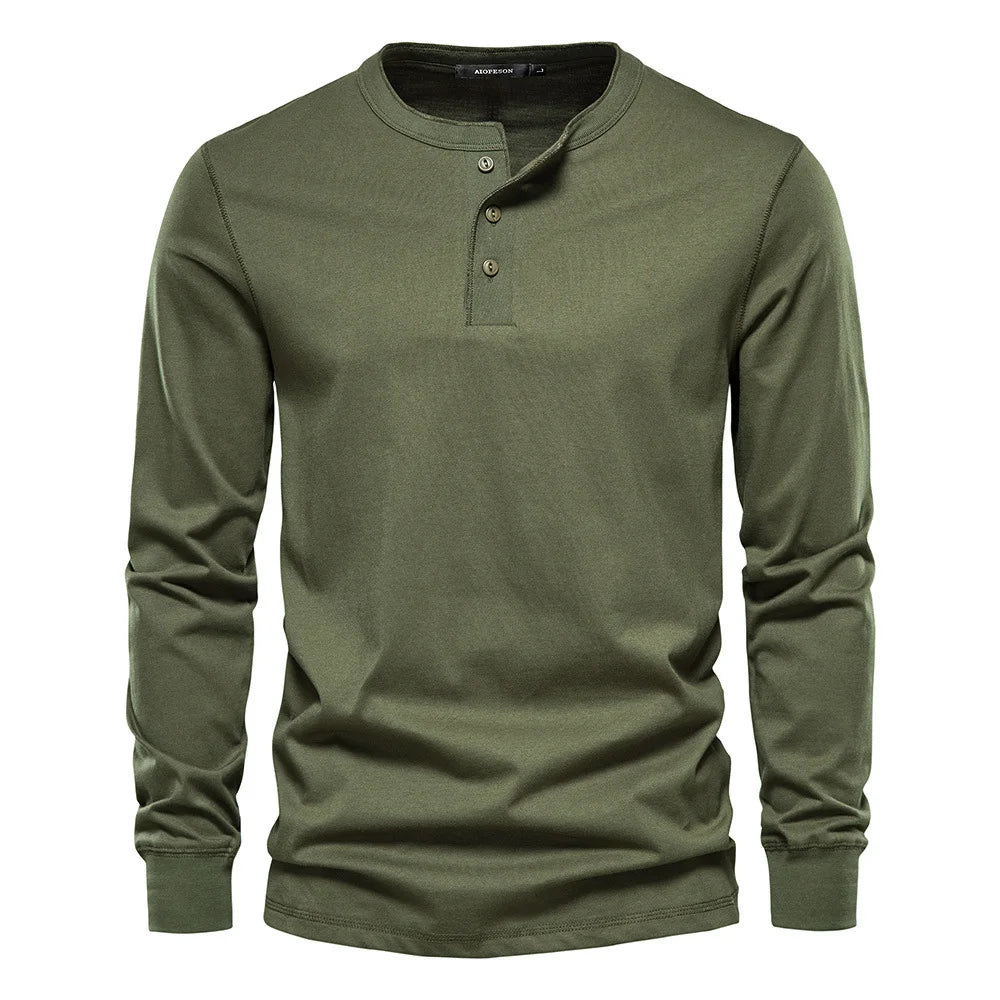 LONG-SLEEVE HENLEY SHIRT FOR MEN