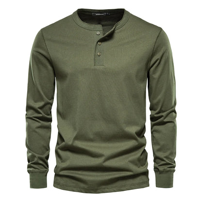 LONG-SLEEVE HENLEY SHIRT FOR MEN