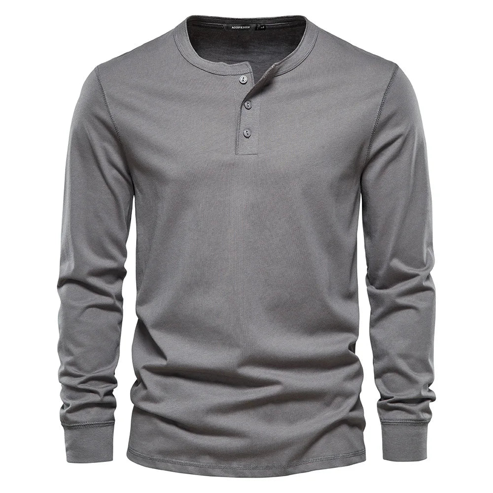LONG-SLEEVE HENLEY SHIRT FOR MEN