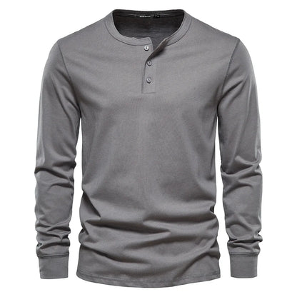 LONG-SLEEVE HENLEY SHIRT FOR MEN
