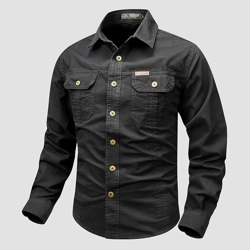 BUTTON-FRONT CHEST-POCKET SHIRT FOR MEN