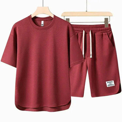 RELAXED T-SHIRT AND DRAWSTRING SHORTS SET FOR MEN