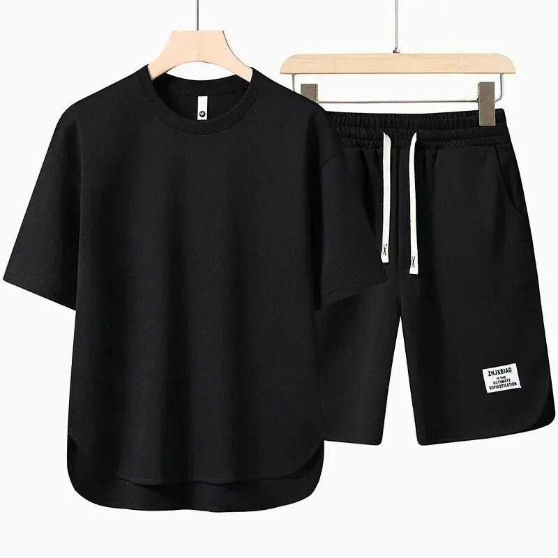 RELAXED T-SHIRT AND DRAWSTRING SHORTS SET FOR MEN