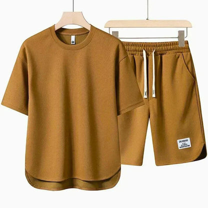 RELAXED T-SHIRT AND DRAWSTRING SHORTS SET FOR MEN