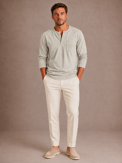 LONG-SLEEVE HENLEY SHIRT FOR MEN