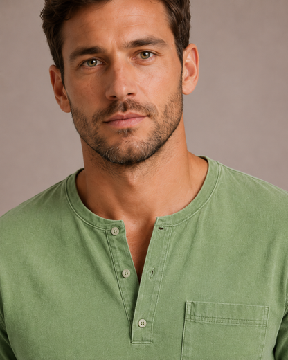LONG-SLEEVE HENLEY SHIRT FOR MEN