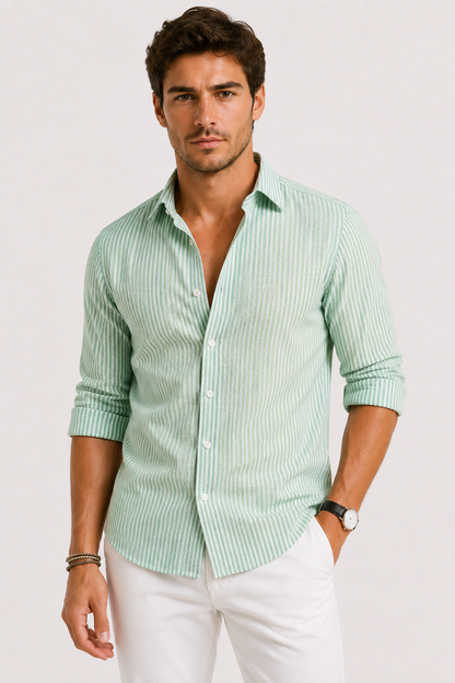 SLIM-FIT STRIPED DRESS SHIRT FOR MEN