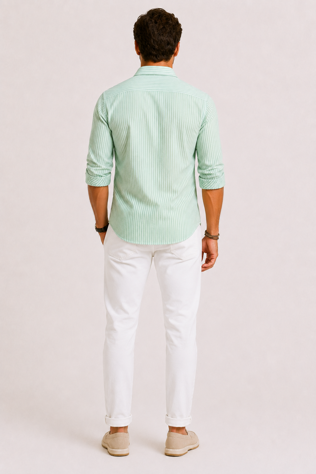 SLIM-FIT STRIPED DRESS SHIRT FOR MEN