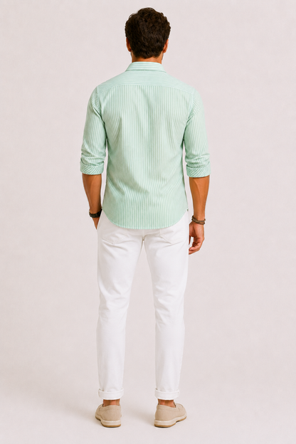 SLIM-FIT STRIPED DRESS SHIRT FOR MEN