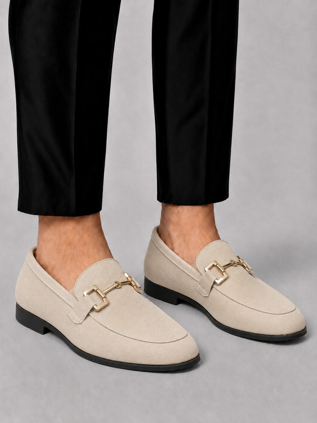 SUEDE LOAFERS WITH METAL DETAIL FOR MEN