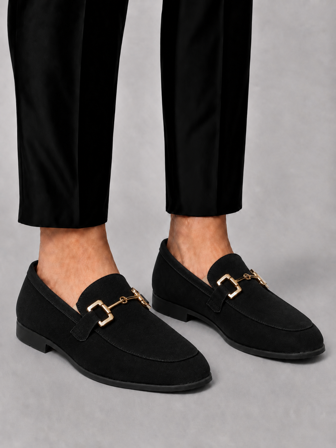 SUEDE LOAFERS WITH METAL DETAIL FOR MEN
