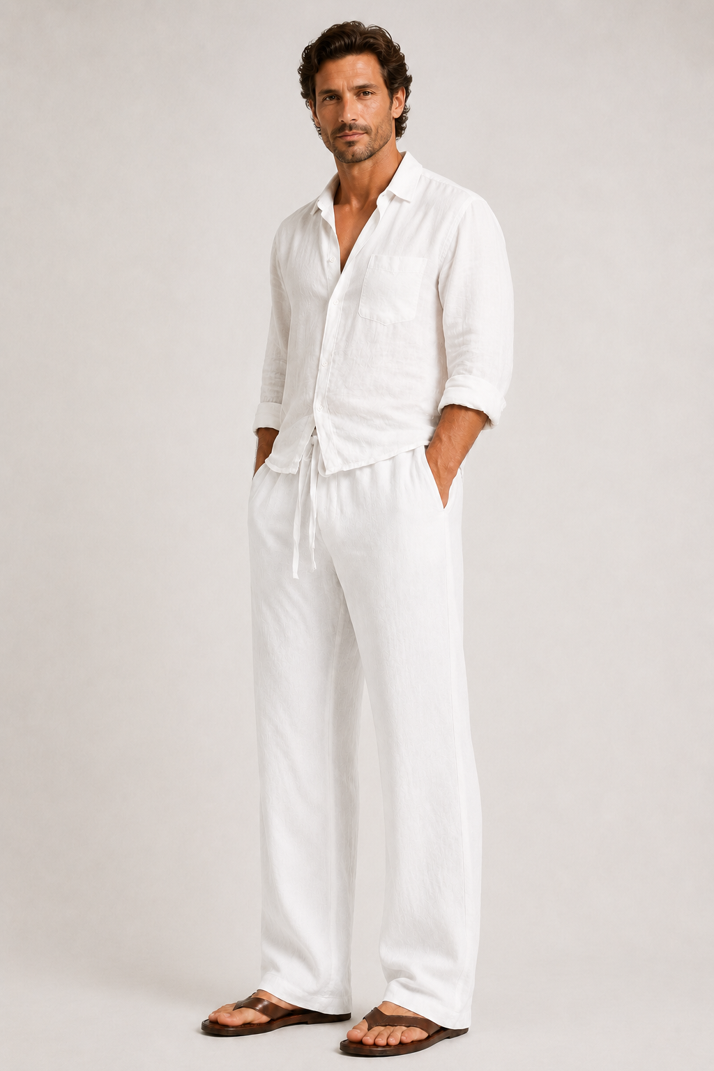 LINEN-COTTON TROUSERS FOR MEN