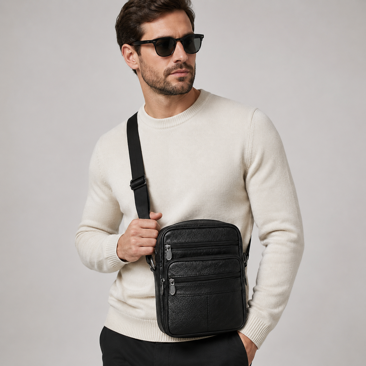 MEN’S LEATHER SHOULDER BAG FOR MEN
