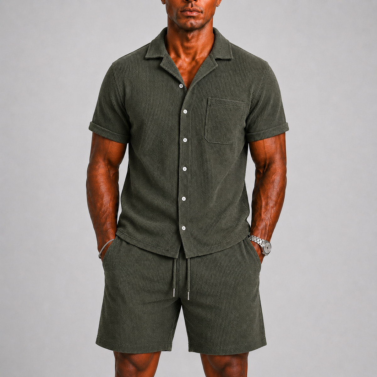 RIBBED CO-ORD SET FOR MEN