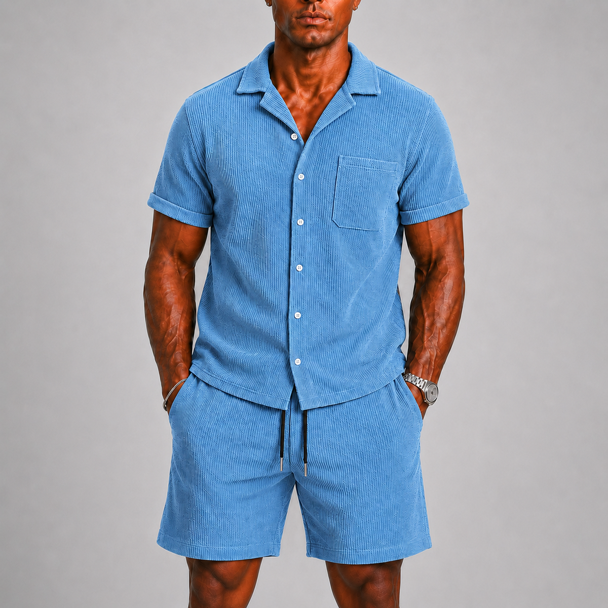 RIBBED CO-ORD SET FOR MEN