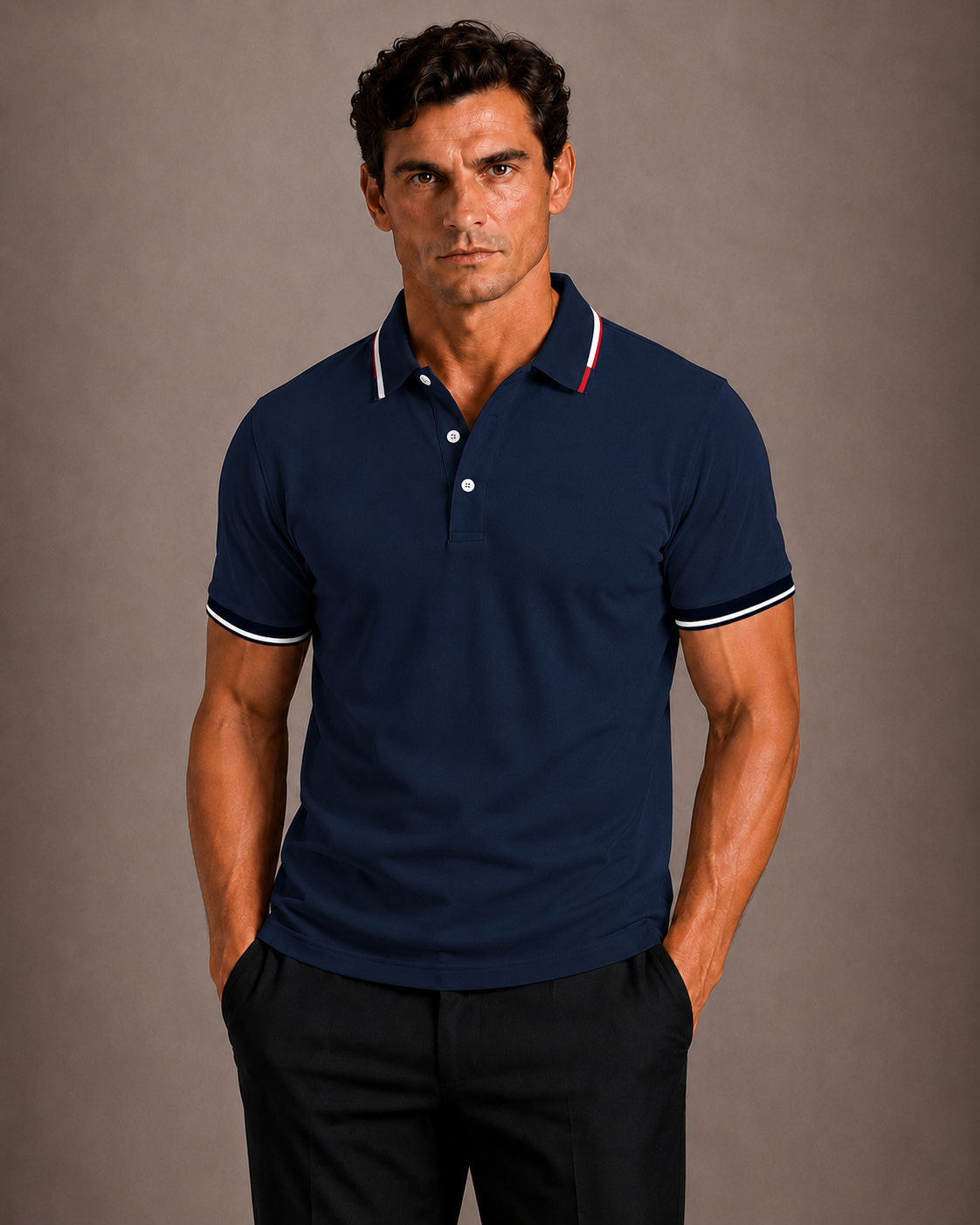 CONTRAST POLO FOR MEN