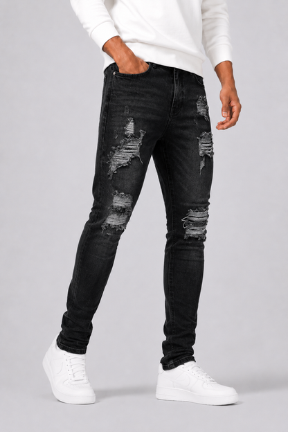 Slim Fit Distressed Jeans For Men