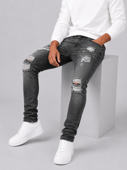 Slim Fit Distressed Jeans For Men