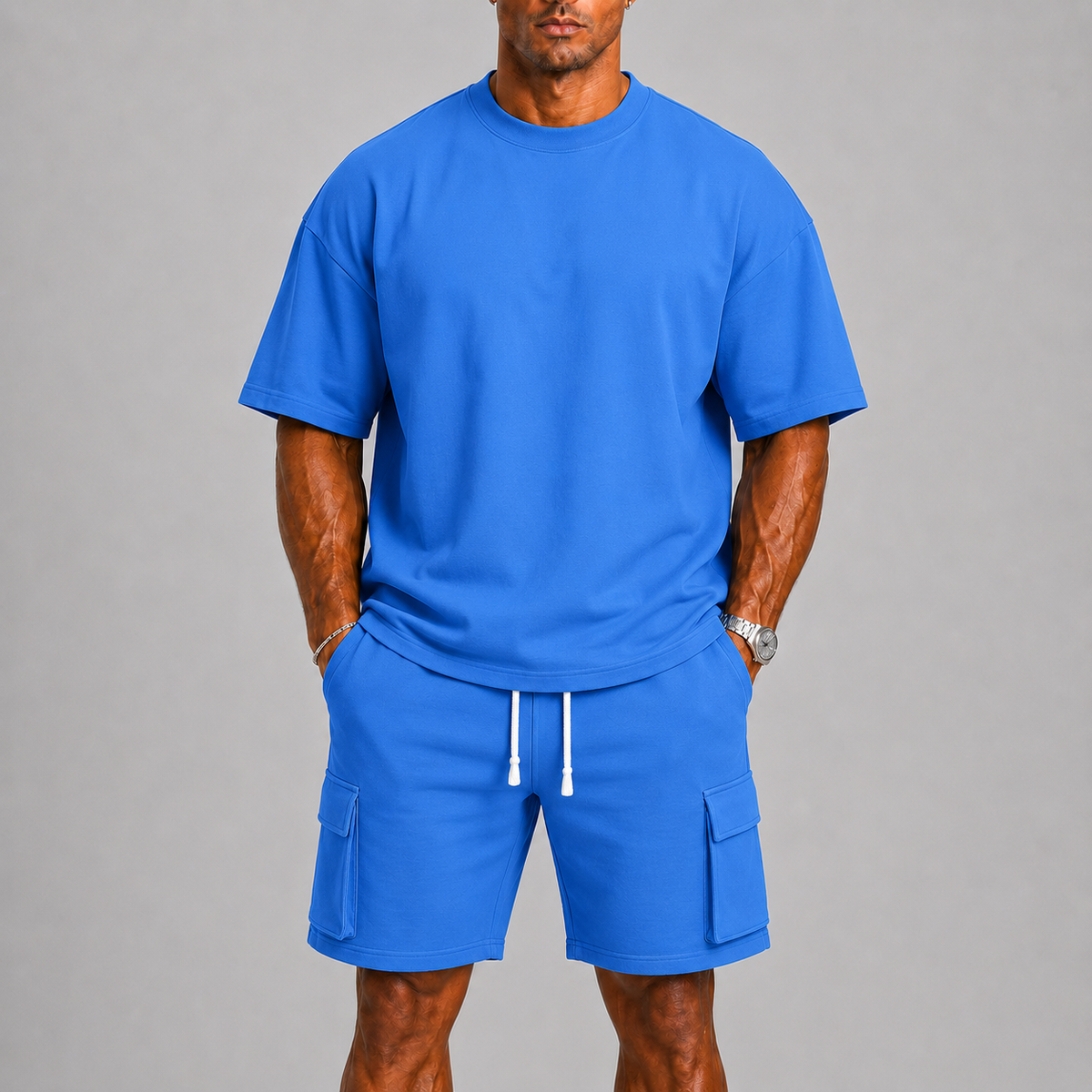 T-Shirt And Cargo Shorts Set For Men