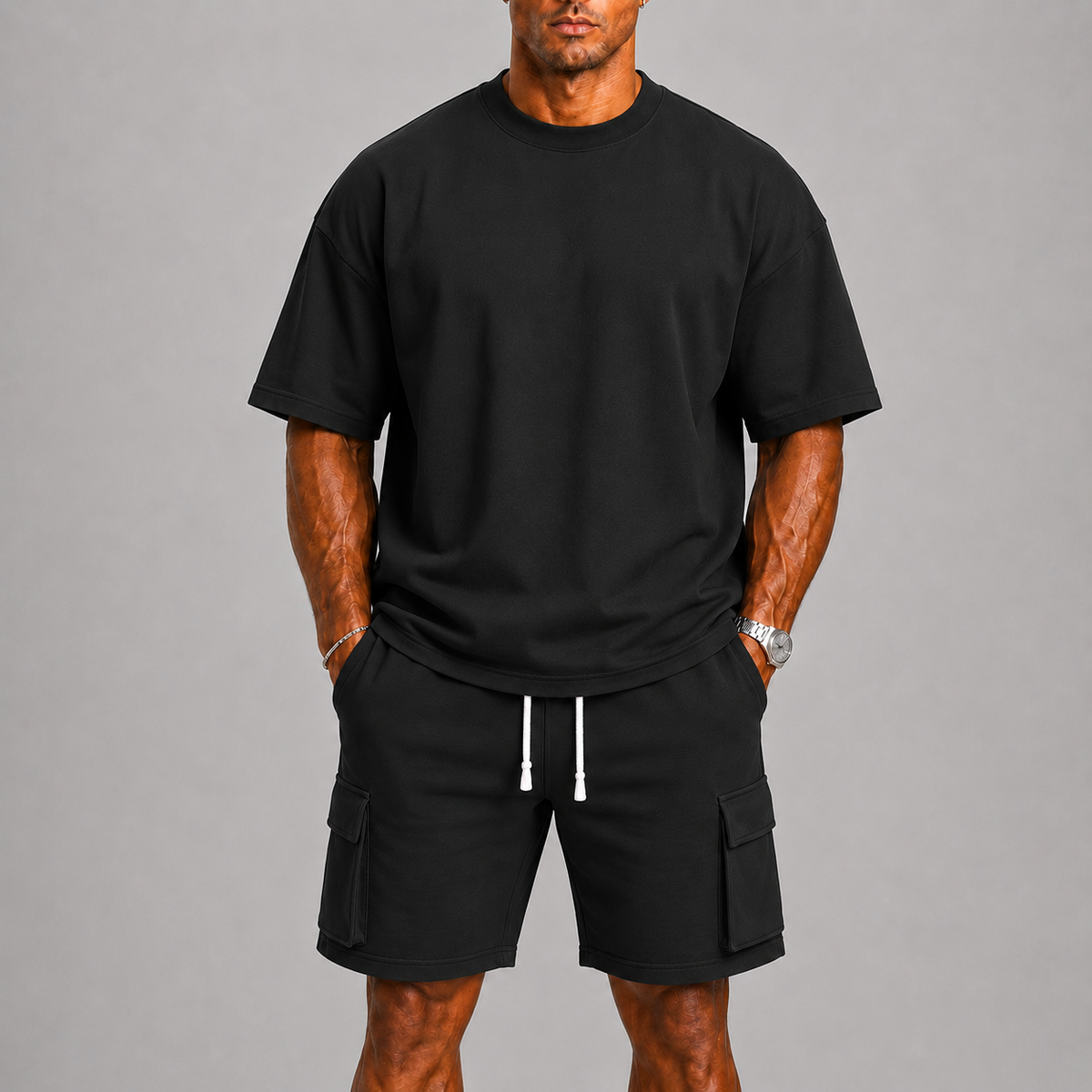 T-Shirt And Cargo Shorts Set For Men
