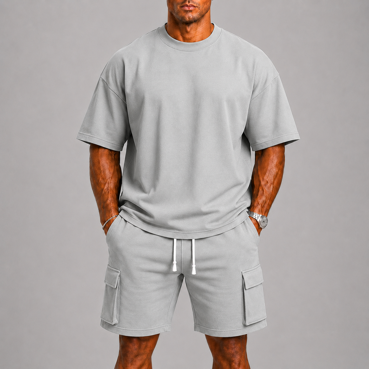 T-Shirt And Cargo Shorts Set For Men
