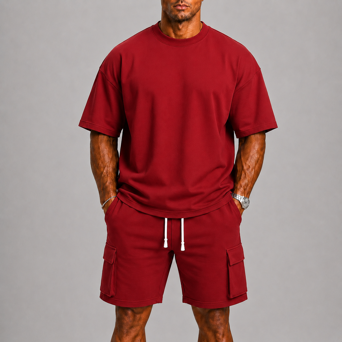 T-Shirt And Cargo Shorts Set For Men