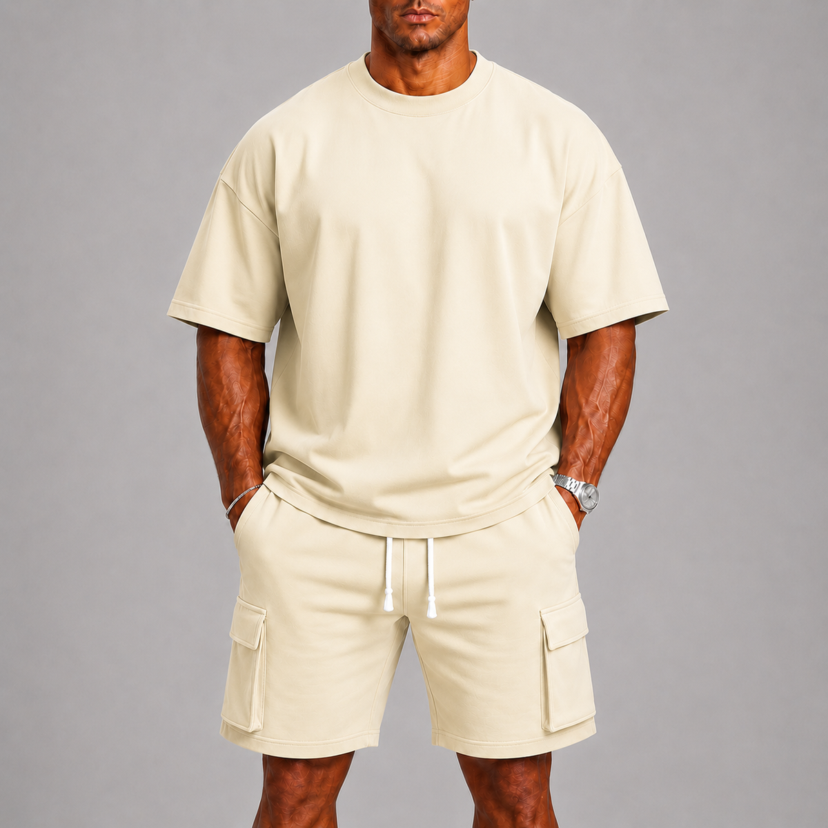 T-Shirt And Cargo Shorts Set For Men
