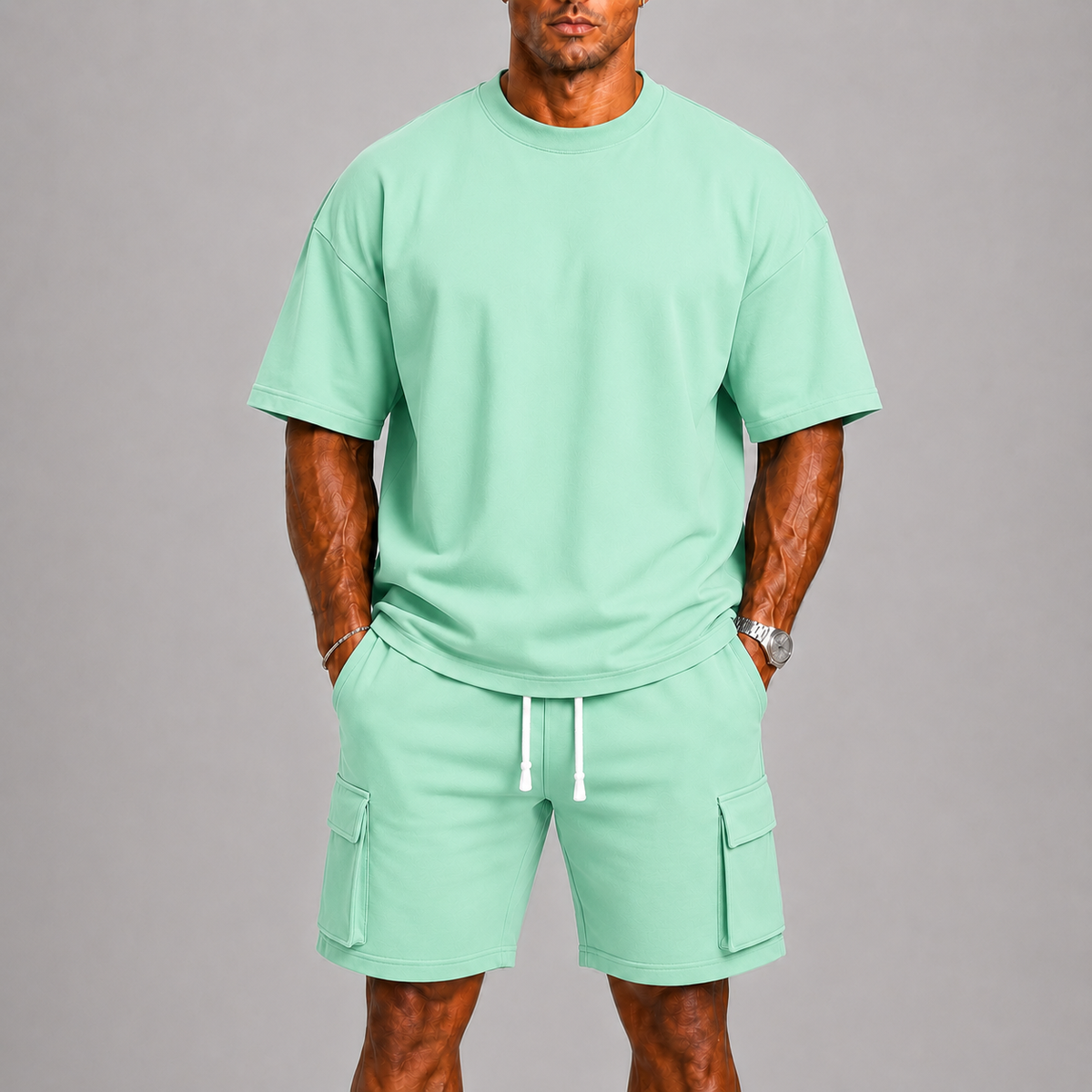T-Shirt And Cargo Shorts Set For Men