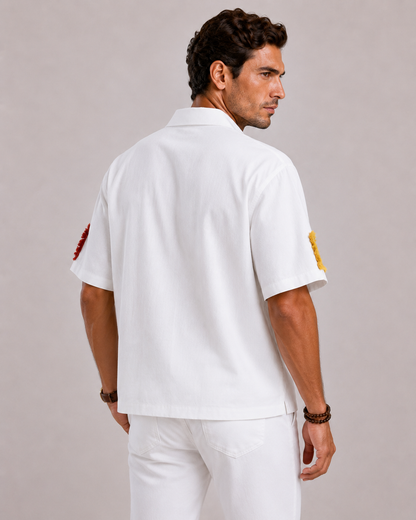 Short Sleeve Patchwork Shirt For Men