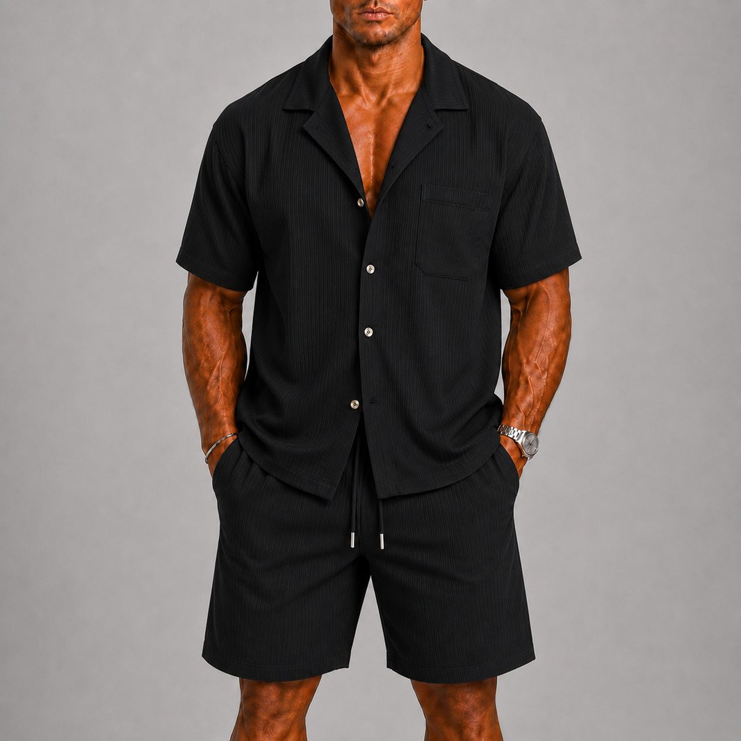 Short Sleeve Shirt And Shorts Set For Men