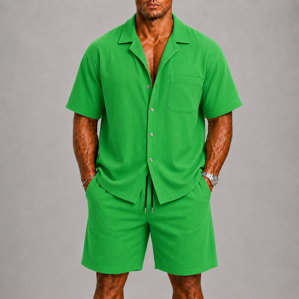 Short Sleeve Shirt And Shorts Set For Men