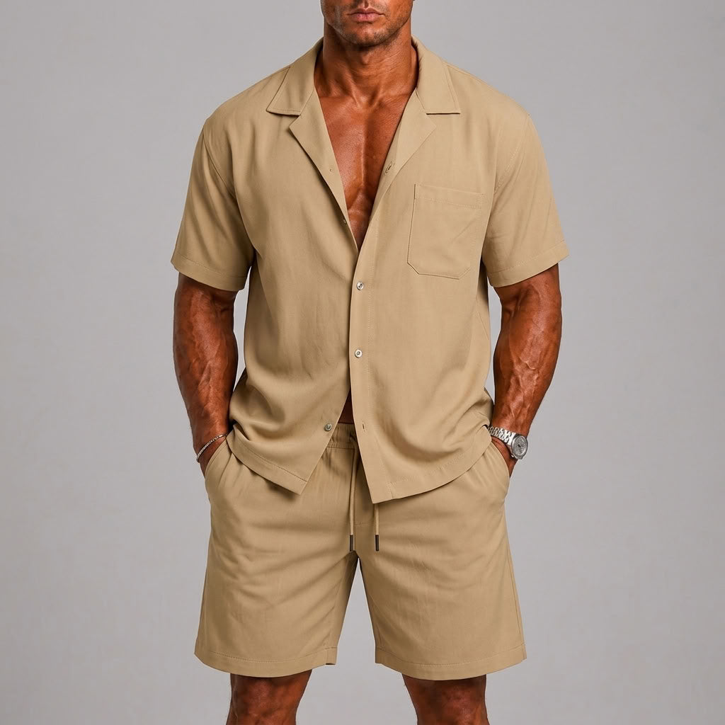 Short Sleeve Shirt And Shorts Set For Men