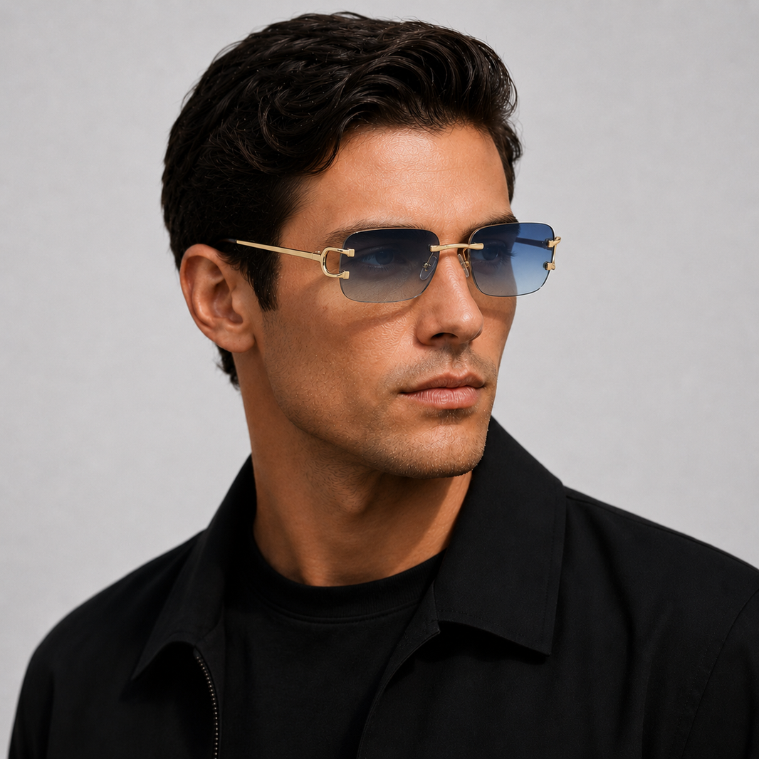 Rimless Rectangle Sunglasses For Men