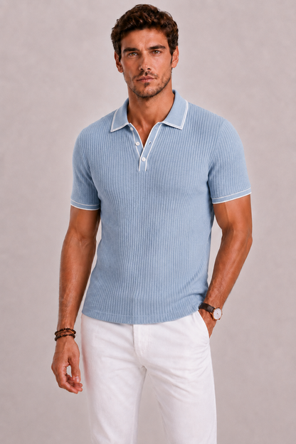 Ribbed Polo Shirt For Men