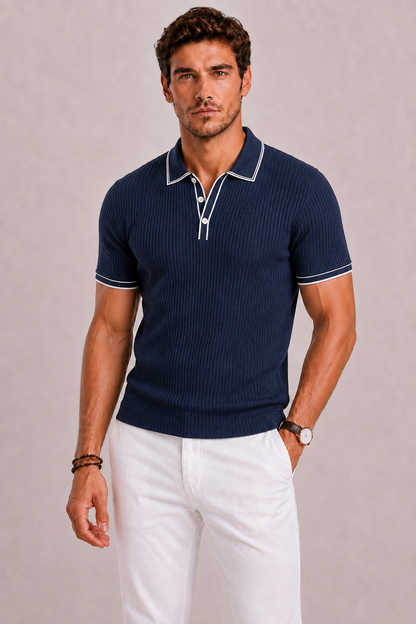 Ribbed Polo Shirt For Men