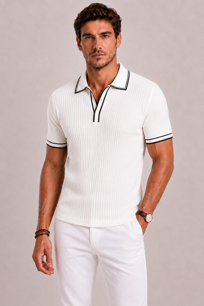 Ribbed Polo Shirt For Men