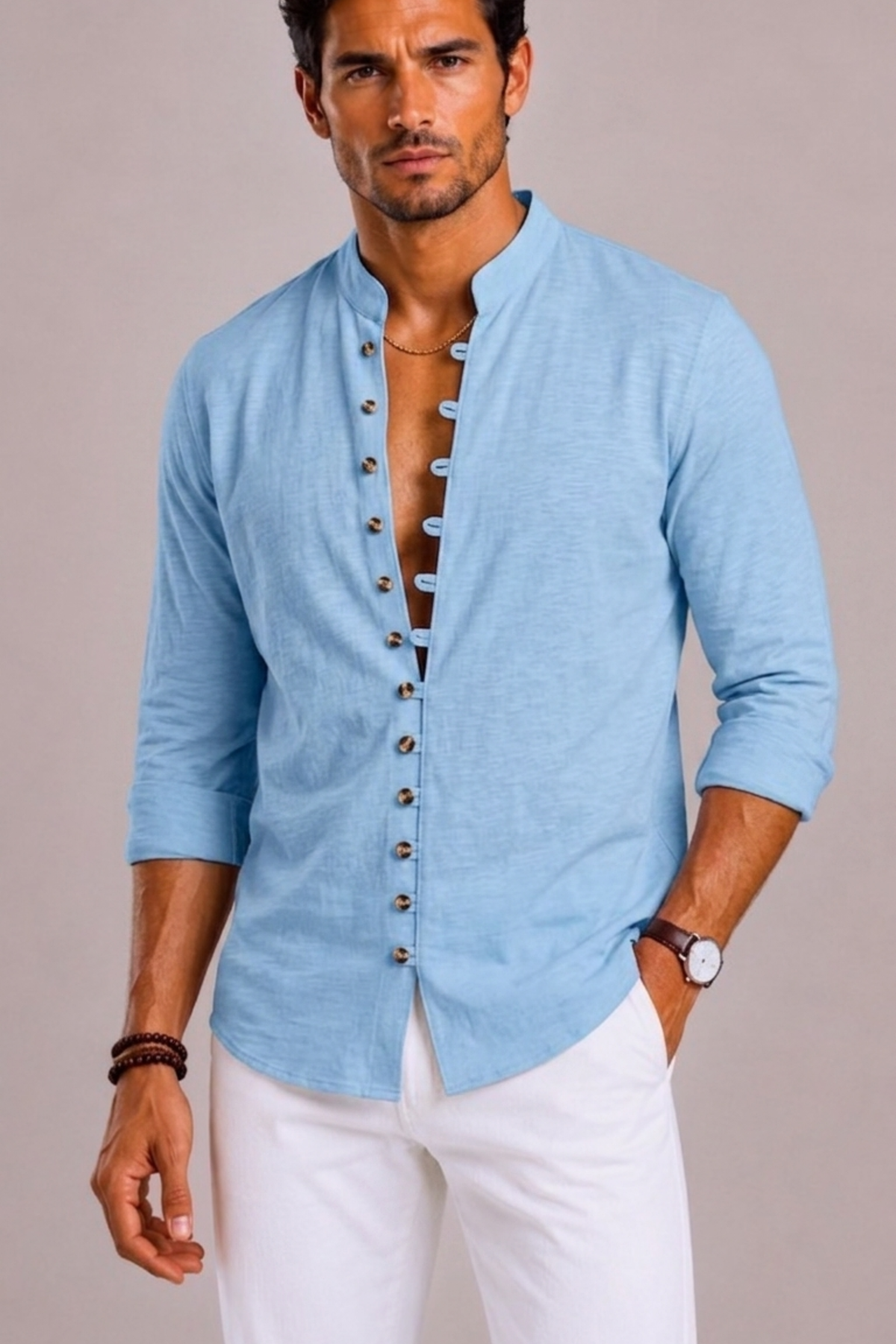 Stand Collar Shirt For Men