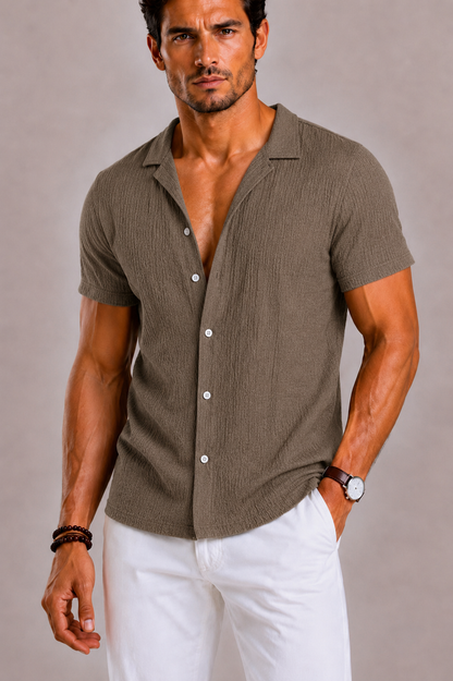 Rib Patterned Shirt For Men