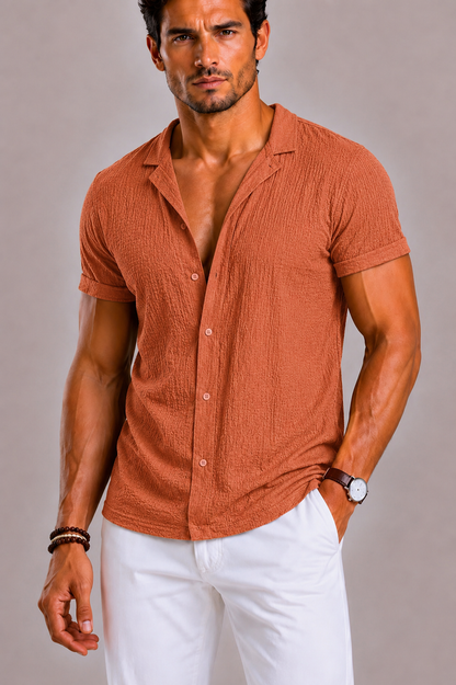 Rib Patterned Shirt For Men